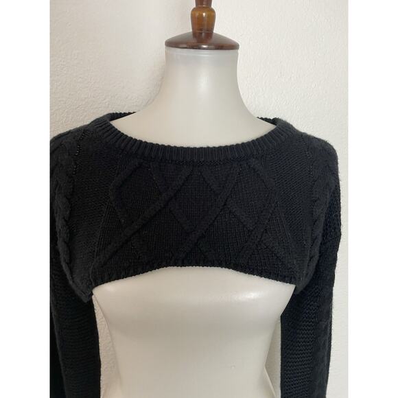 Hera Collection Sweater Super Crop Pullover Distressed Cable Knit - Picture 2 of 9